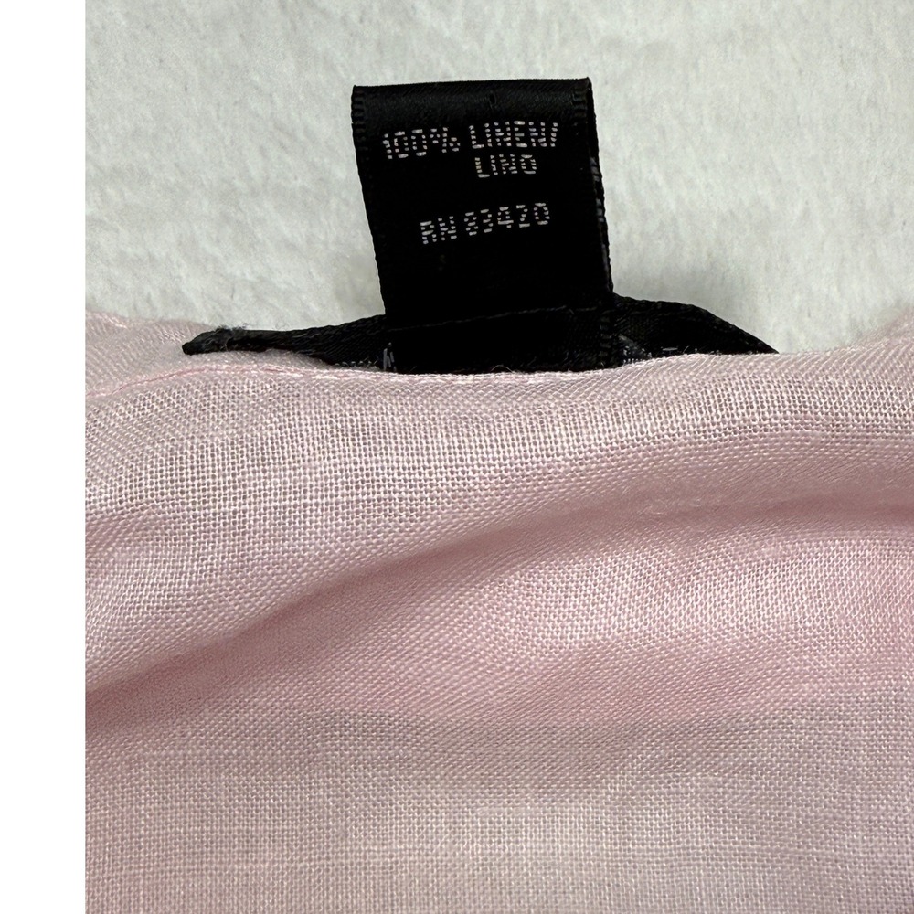 August Silk Womens M Pink 100% Linen Tunic Blouse Long Sleeve Roll Tab Pockets - Picture 4 of 7